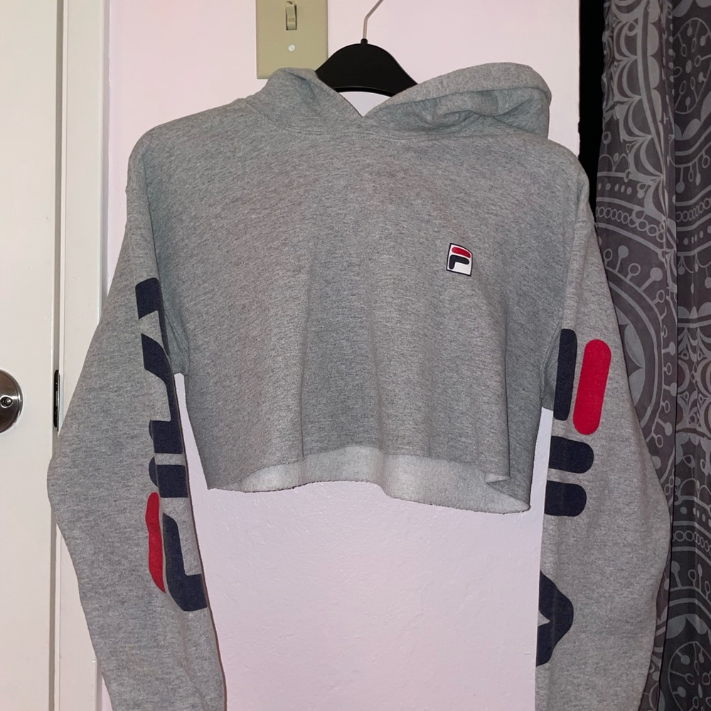 cropped fila hoodie